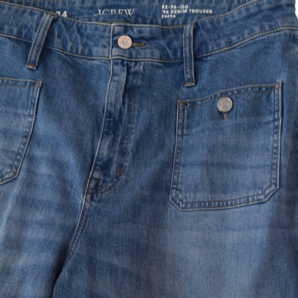 J.Crew ‘96 Denim Trouser Jeans Size 34 Flare Wide Legs 70s Vibe - Picture 3 of 9
